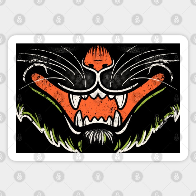 Vintage Halloween Distressed Retro Black Cat Mouth Sticker by CTKR Studio